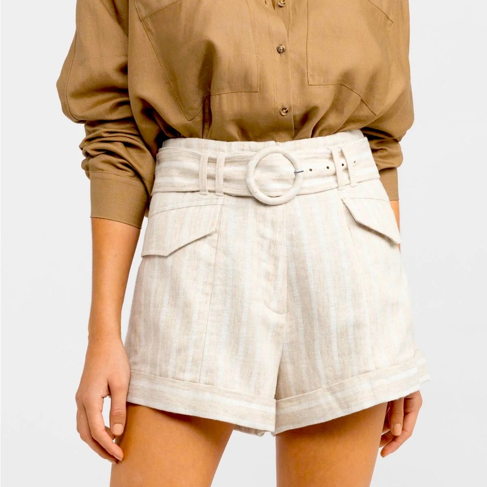 Significant Other Zola Belted Striped Linen Shorts